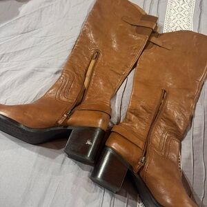 Franco Sarto Tan Leather Heeled Boots